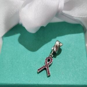 Sterling Silver Breast Cancer Awareness Dangle Charm MA Michael Anthony Italy